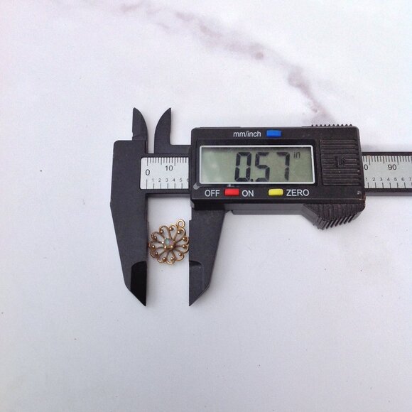 Filigree 14K Gold and Opal Cabochon Necklace Snowflake Pendant - Picture 14 of 17